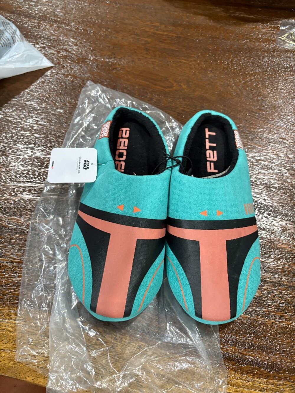 Star Wars Boba Fett Ground up Sz Small Slipper House Shoes Teal NWT NEW